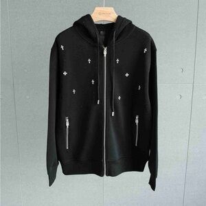 Chrome Hearts Black Zip-Up Sweater with Silver Details